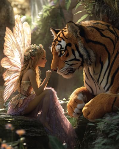 Kit broderie de perles Tigre et Elfe 50x60cm, le cadeau créatif idéal pour adulte