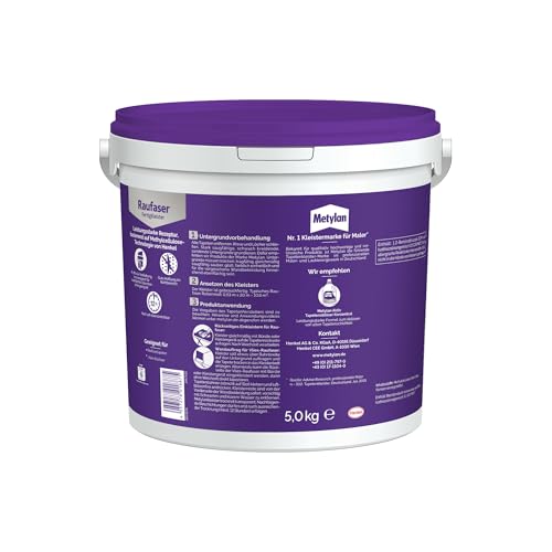 Metylan Raufaser Fertigkleister, sofort gebrauchsfertiger Tapetenkleister für Raufasertapeten, Kleister zum einfachen Tapezieren, 1x5kg