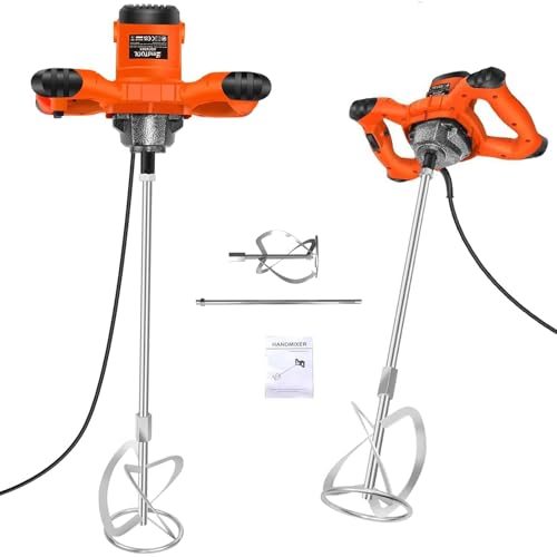 2600W Electric Handheld Paddle Mixer Concrete Mixer, Portable Plaster Mixing Tool Adjustable 6 Speed, 230V Mixing Paddle Stirring Tool for Mortar Grouts Paint Cement Plaster Plastering