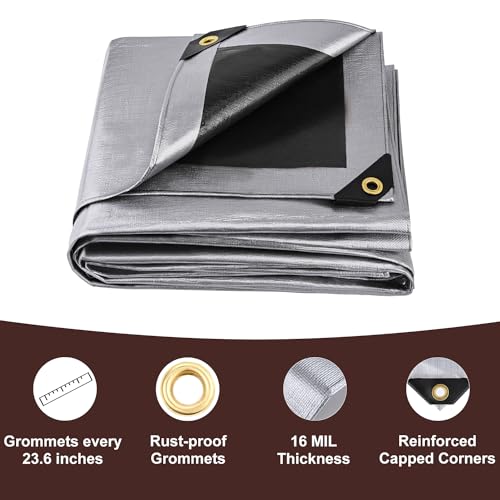 Tarp-10x20FT-Extra-Thick-16Mil-Heavy-Duty-Waterproof-Tarps-with-Brass-Grommets-and-Reinforced-Edges-Tear-Fade-Resistant-100-UV-Blocking-Outdoor-Tarp-for-Roof-Camping-Patio-Pool-Boat-Silver