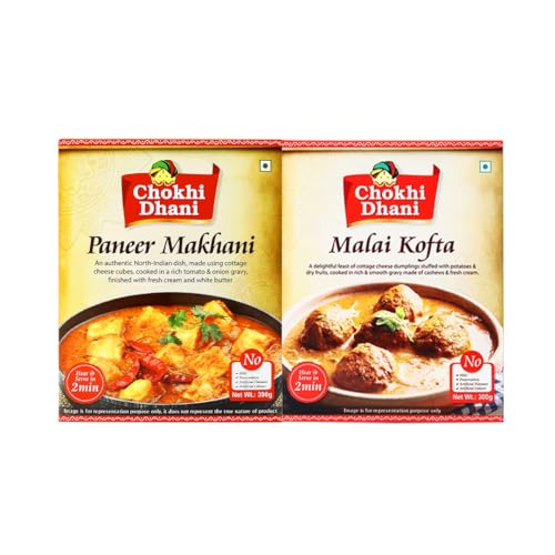 Image of Chokhi Dhani Ready to Eat Paneer Makhani & Malai Kofta Combo Pack (300g Each) | Indian Curry | Just Heat & Eat Veg Meals