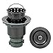 LQS Kitchen Sink Drain Assembly, Kitchen Sink Strainer and Stopper with Deep Removable Waste Basket, Sink Basket Strainer with Drain Assembly for 3-1/2-inch Sink Opening Size, Dark Gray Colour