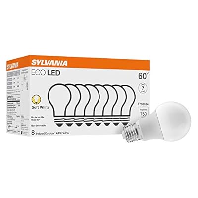SYLVANIA ECO LED Light Bulb, A19 60W Equivalent, Efficient 9W, 7 Year, 750 Lumens, 2700K, Non-Dimmable, Frosted, Soft White - * Count (Pack of 1) (40821)