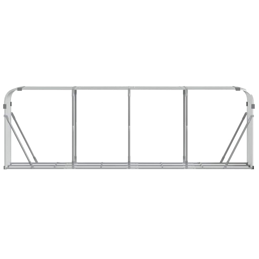 Pojemnik na drewno ze stali ocynkowanej w kolorze srebrnym, 300 x 45 x 100 cm, wytrzymały regał zewnętrzny do przechowywania, można układać w stos, idealny do ogrodu i paleniska.