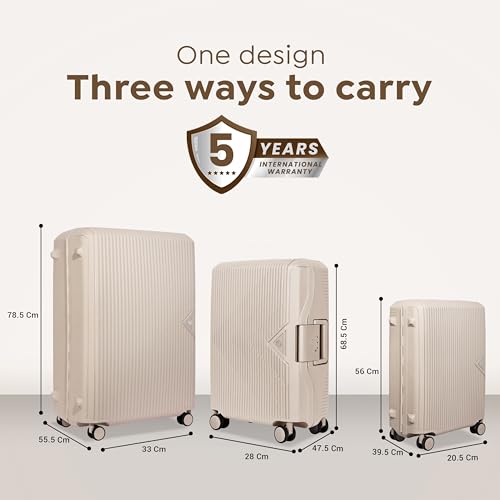 Image of CARLTON Locke Check-in Trolley Bag, 77.5cm | Large | Hardsided Luggage| Smooth 8-Wheel Suitcase| TSA Lock with Anti Theft Zipper | Multipocket Convipack | 5-Year International Warranty (Beige)