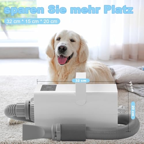 Hundefön Rechteckiges Modell mit LCD-Bildschirm weiß 3200W Pet Dryer Hundetrockner Blower mit Einstellbarer Windgeschwindigkeit und Temperaturen Umgebungsluft und Heißluft #LYCSJYJWH-DE