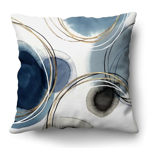 Americanflat 20x20 Throw Pillow with Sewn-in Insert - All-in-One Decorative Pillows - No Cover Needed - Soft and Durable Cushion for Bed or Sofa - Polyester - Blue, White, Black and Gold