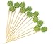 PuTwo Cocktail Picks 100 Counts 4.7" Bamboo Appetizer Toothpicks Wooden Decorative Cocktail Sticks for Appetizers Fancy Toothpick for Cocktail Party - Green Leaf Toothpicks