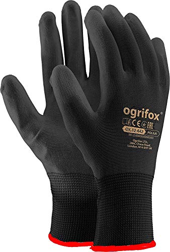 24 Pairs PU Coated Black Nylon Work Gloves. Gardening, Builders, Mechanic (M-8)