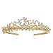 SWEETV Wedding Crown Bridal Tiara Headband Crystal Princess Headpieces Wedding Party Prom Hair Accessories for Women, Gold