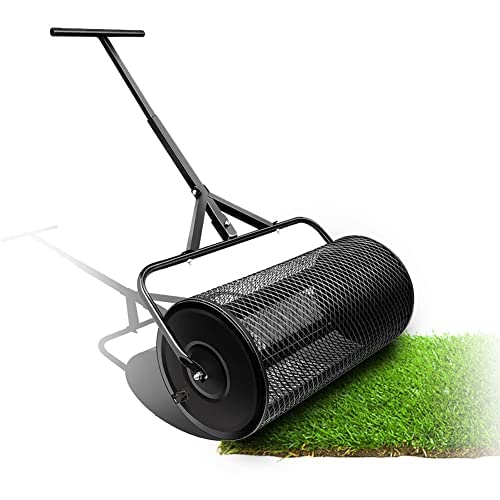 Esparcidor de turba, esparcidor de abono de 24 pulgadas con mango largo ajustable en forma de T, esparcidores de jardín para plantar, sembrar, abono de cobertura, tierra, mantillo, fertilizantes, s