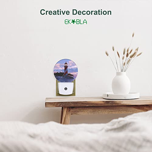 Image of EKOBLA Lighthouse Night Light, Coastal Sunset Seaside Night Lights Plug Into Wall with Dusk to Dawn Sensor for Men Women