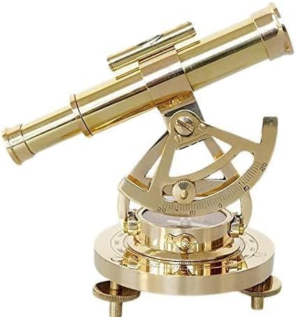 RK Nautical Instrument Brass Theodolite Telescope, Vintage Marine Spyglass, Mounted Collapsible Design