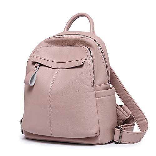 Zocunuio Women’s Vintage Leather Backpack Rose Pink