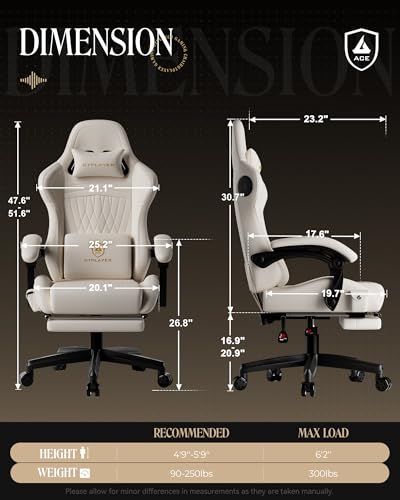 Image of GTPLAYER Gaming Chair Bundle with Integrated Speakers, RGB Computer Speakers & USB Adapter - Ergonomic Music Chair for Surround Sound, Wireless & Complete Entertainment Setup, Cream