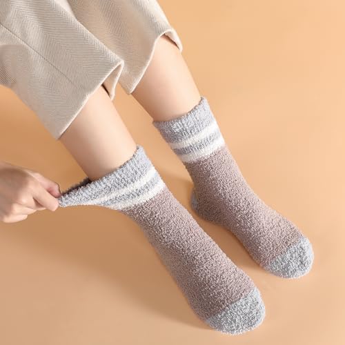 Image of Tavaleu Womens Fuzzy Socks, Soft Cozy Fluffy Slipper Socks Winter Warm Plush Sleeping Socks