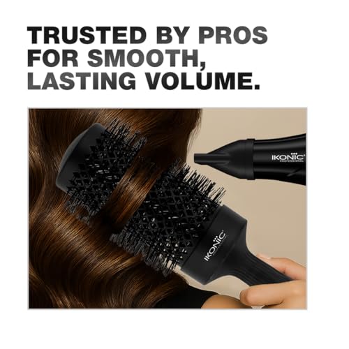 Image of Ikonic Professional Thermal Round Brush with Ionic Technology, Anti Frizz Styling, Straightening, Curling, Volumizing & Waves for Women & Men, Adds Shine, All Hair Types, Salon & Personal Use -TRB 53