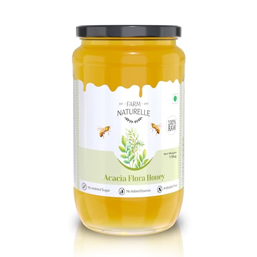 Image of Farm Naturelle-Acacia Flower Wild Forest Honey| 1500gm and a Wooden Spoon| 100% Pure Honey, Raw Natural Un-Processed - Un-Heated Honey | Lab Tested in Glass Bottle.