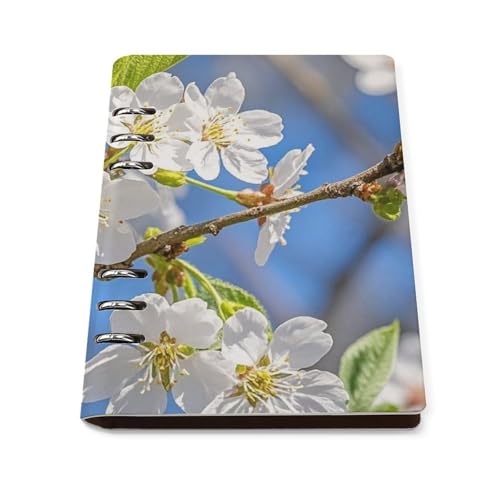Beautiful Spring Cherry Blossoms Refillable Notebook Leather 6 Ring Binder