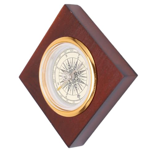 Brújula de aleación de aluminio con caja de madera portátil miniatura 3