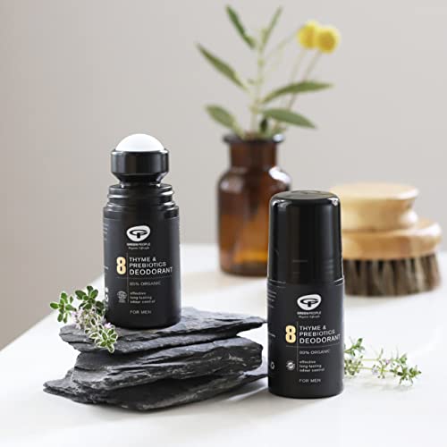 Green People for Men No.8 Thyme & Prebiotics Deodorant 75ml | Effective Natural & Organic Men’s Deodorant | Herbal Scented Deodorant for Men| Paraben Free & Ethanol Free | Cruelty Free & Vegan - Image 4