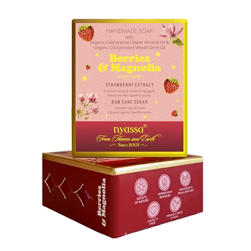 Image of Nyassa Berries & Magnolia Natural Handmade Bathing Soap | Strawberry Extract and Raw Cane Sugar | All Skin Type 150gm