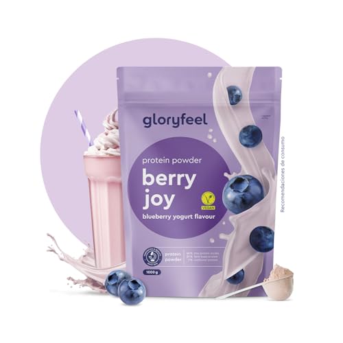 Proteína Vegana en Polvo Sabor Arándanos - 1kg de proteína vegetal - 33 Porciones con 21g de proteína - SIN soja - Aislado de proteína de guisante, haba y girasol - 100% Vegano y sin gluten