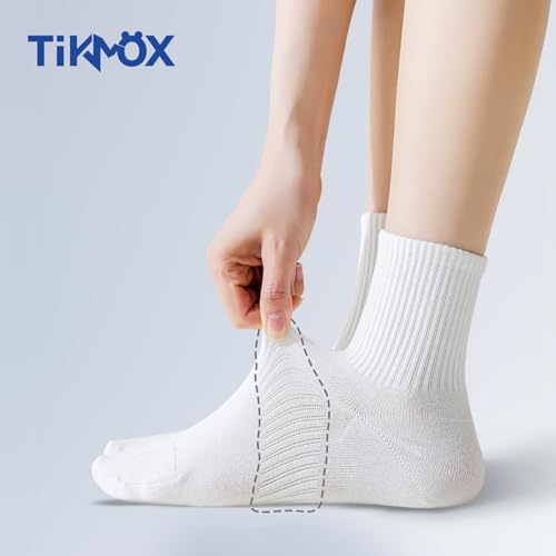 Athletic Running Socks with Arch Compression, Cotton Cushioned Crew Socks for a Secure Fit, White & Black4