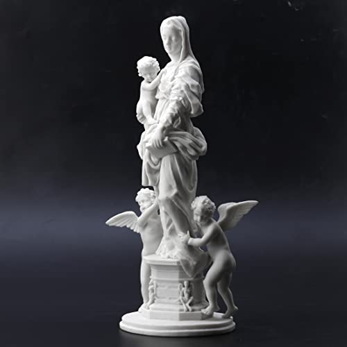 Estatua Madonna de resina blanco mármol 14 in miniatura 2