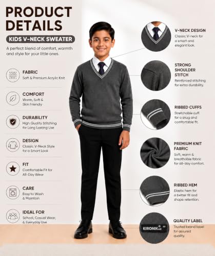 Image of Boy's School Uniform Lining Full Sleeves Sweater - Daffodil