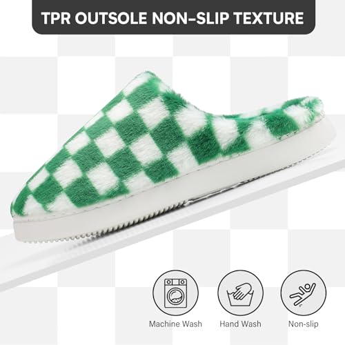 Women House Checkered Slippers - Mens Cozy Fuzzy Plaid Memory Foam Slippers with Faux Fur Lining for Indoor & Outdoor Comfort Soft Slides4