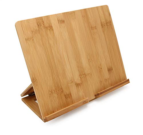Tablet-Ständer aus Bambusholz, Leseständer, Zeichenbrett, Tischstaffelei, Notenständer, Pad-Ständer, Lesewinkel einstellbar