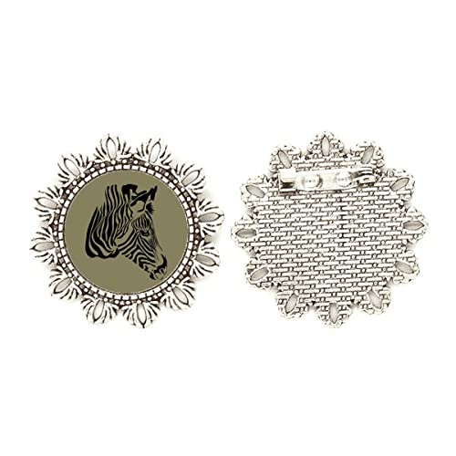 Broche de cabeza de pinto marrón y plata para lucir en chaquetas