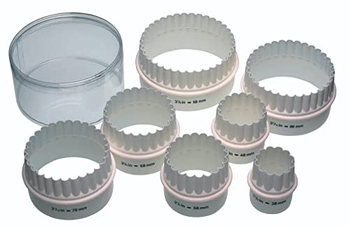 KC BLUE KitchenCraft - Emporte-Pièces Ronds à Double Tranchant, Bords Cannelé/Lisse, Plastique, Lot de 7