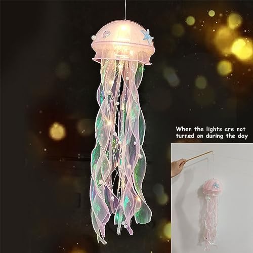 Image of Jellyfish Lamp Led Lantern Decorations for Nursery Birthday Gift | Ocean Theme Decor | Pink Hanging Jelly Fish Light for Bedroom Little Mermaid Birthday Party Baby Shower