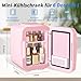 YASHE Mini-Kühlschrank für Schlafzimmer, Skincare mit LED-Spiegel, kleiner Kühlschrank, 4 l, tragbar, Thermoelektrisch, Heizung & Kühler, 220 V AC/12 V DC, für Auto, Büro, Schlafsaal (Rosa)