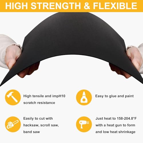 Image of Plastic Sheet 18 inch x 24 inch x 0.125 inch, Black PVC Board Flexible Moldable Impact Strength and High Tensile 1 /8 inch Thick (3mm) for Crafts Materials Home Decor and Handicrafts, Abs Plastic Sheets 6 Pack