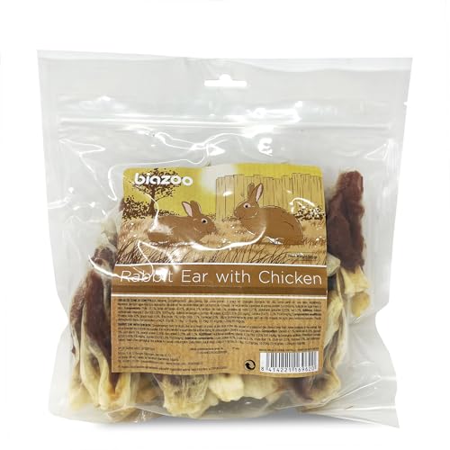 Biazoo - Oreja de Conejo con Pollo 500 grs. Snack para Perros Apto para Todas Las Razas y tamaños.