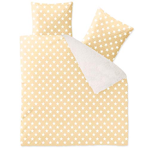 CelinaTex Fantasia Bettwäsche 200 x 220 cm 3teilig Nicki Bettbezug Sherpa Lammfell-Optik Bezug Stella beige weiß