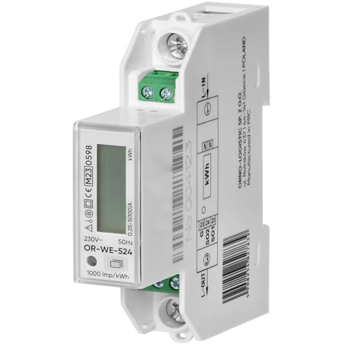 Miratic Compteur Electrique Indicateur Monophaséde 100A Conforme MID - 1 Module Rail DIN Bidirectionnel Fonctionne Avec des Sources d'Energie Renouvelables...