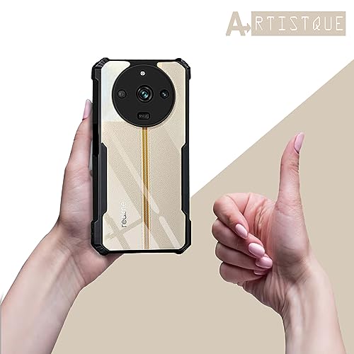 Image of A rtistque Clear Hard Transparent Acrylic Armor Anti-Drop Shockproof TPU Edge Back Cover Case for Realme 11 Pro /Pro Plus /Narzo 60 Pro 5G - Black