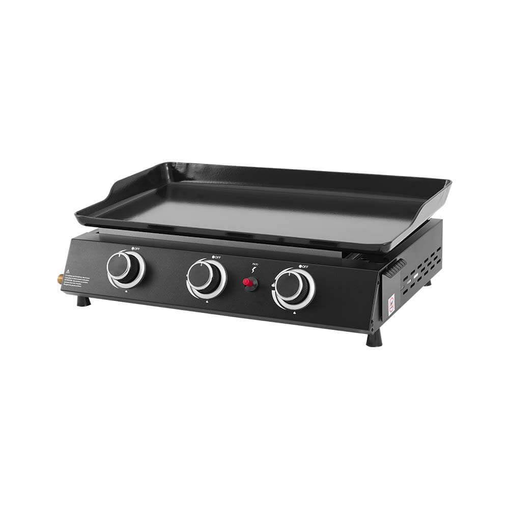 COOKING BOX BY FAVEX - Plancha gaz Alma 3 feux - Plaque en acier émaillé - 3 brûleurs - Piezo mécanique - Puissance 7,2 kW - Surface de cuisson 61 x 34 cm - Tiroir graisses - Jusqu'à 8 convives