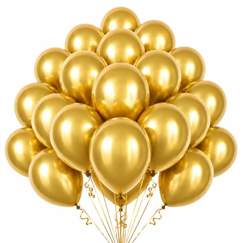 Image of Metallic Gold Balloons 10 inches 100 Pack Thicken Helium Shiny Chrome Gold Party Balloon