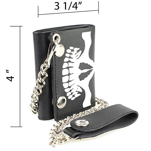 Image of Milwaukee Leather MLW7889 Men's 7.5 inch Black Premium Leather Soft Biker Wallet - Bi-Fold Anti-Theft Stainless Steel Chain