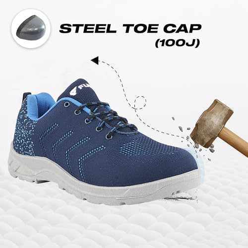 Image of FUEL Arsenal Extra Strong Knitted Fabric Sporty Look Industrial Safety Shoes for Men with PVC Single Density Sole, Steel Toe 100J Energy Absorption