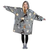 Catalonia Dog Print Oversized Blanket Hoodie Sweatshirt, Wearable Fleece Pullover for Adults Men Women