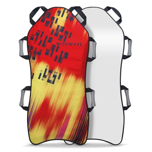 Woowave 45"×18" Foldable Snow Sled，Fits 2 Children or 1 Adult，Ultra Portable, Strong and Durable, Sturdy Fabric Stitching, Handles with Steering，Kid's Winter Fun（Yellow）