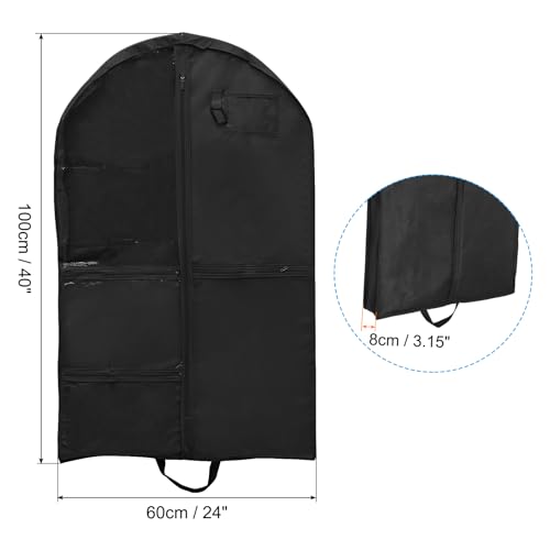 PATIKIL Garment Bags for Dance Costumes, 40 Inch Hanging Garment Bag with 4 Pockets Name Tag Handles for Dance Competition Skating, Black2