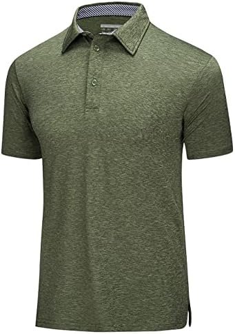 MAGCOMSEN Mens Polo Shirts Short Sleeve Golf Shirts Athletic Polo Casual Shirts Fishing Shirts Quick Dry Shirts Outdoor Polo Shirts Workout Shirts for Men Army Green