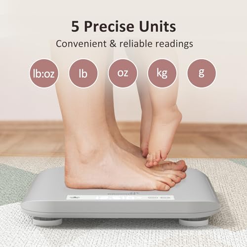 Image of GROWNSY Digital Baby Scale & Pet Scale Up to 330 lbs, Gray | Accurate Weighing, 330 lb Capacity, Hold Function, 27 inch Height Measurement, LED Display, 5 Weighing Units